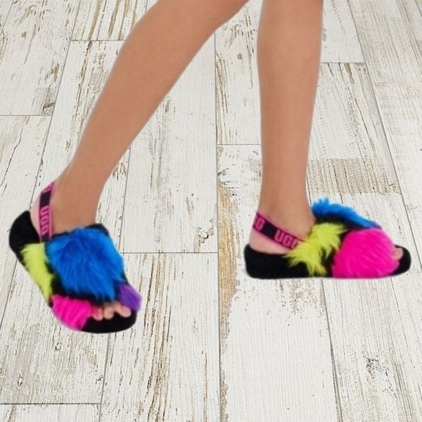 UGG Fluff Yeah Party Sport Women´s Sandal Slippers Multicolor Size 7 NEW gOedur5vE