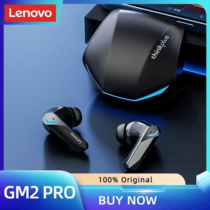 Original Lenovo GM2 Pro 5.3 Earphone Bluetooth Wireless Earbuds Black Hdxgpt5xz