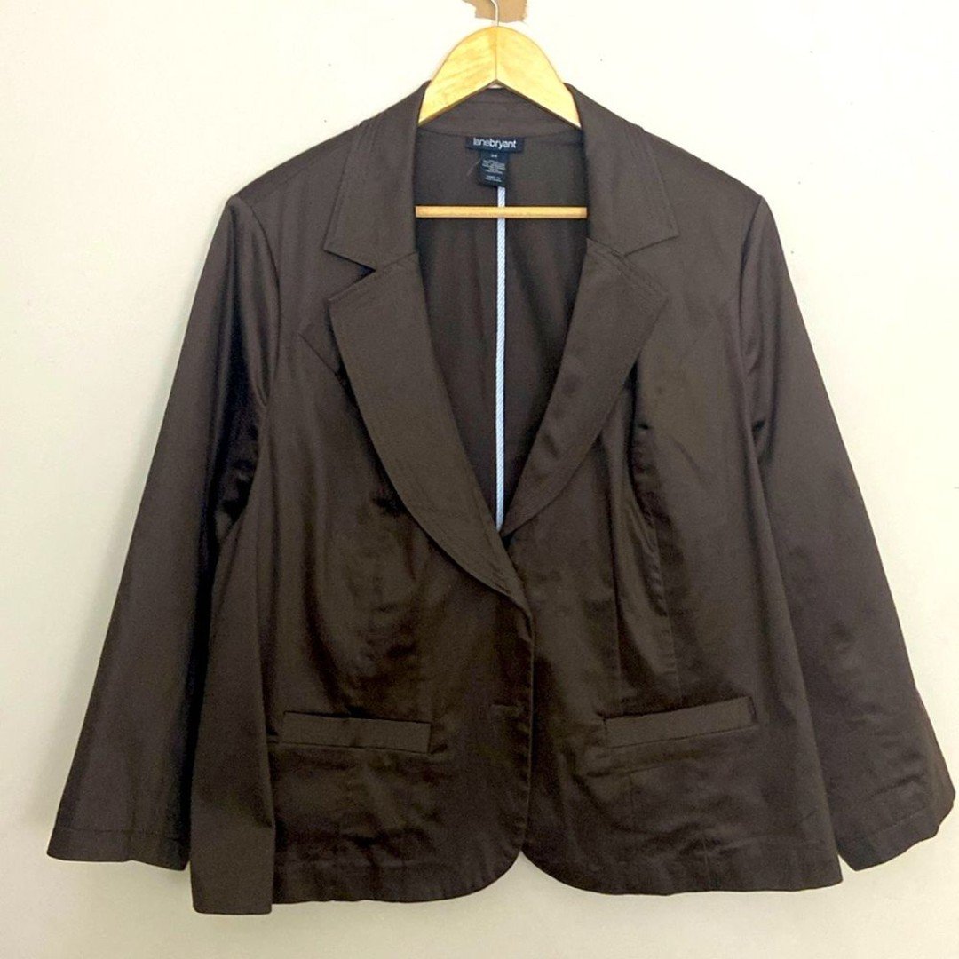 Lane Bryant Brown Cotton Stretch Short Jacket with 3/4 Sleeve size 24 Office KT7bSYMfL