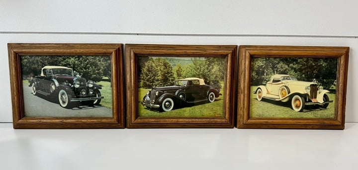 Vintage Framed Prints of Antique Classic Cars Set of 3 Plastic Frames 6.5 x 8.5 PYpmrEUuN