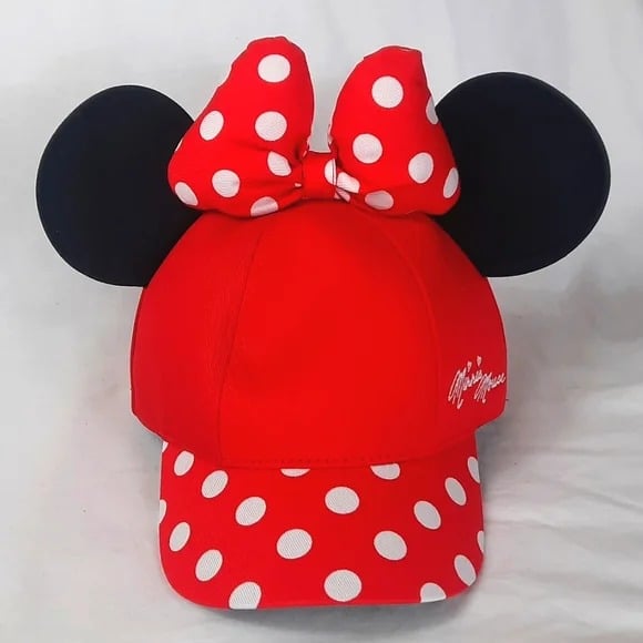 Disney Parks Resort Minnie Mouse Hat Youth OS Bow Ear Adjustable Snapback Cotton h41F7HxMB