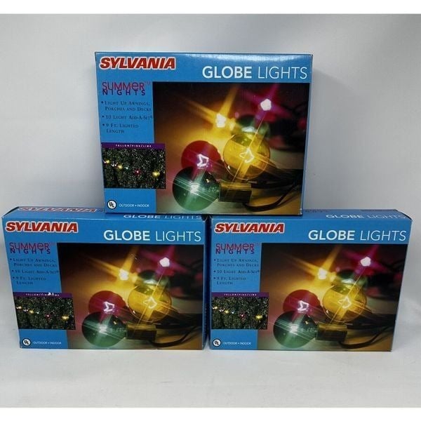 3 Vintage Sylvania Summer Nights Strings Multicolor Globe Light Round Bulbs gwIxA1fWY