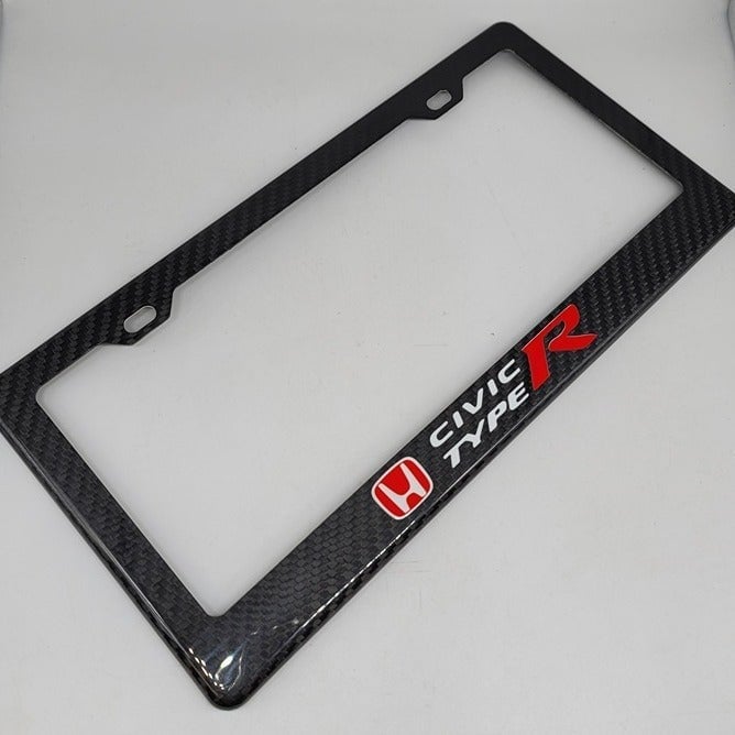 BRAND NEW UNIVERSAL 1PCS CIVIC TYPE R REAL CARBON FIBER LICENSE PLATE FRAME N79Th6mSV
