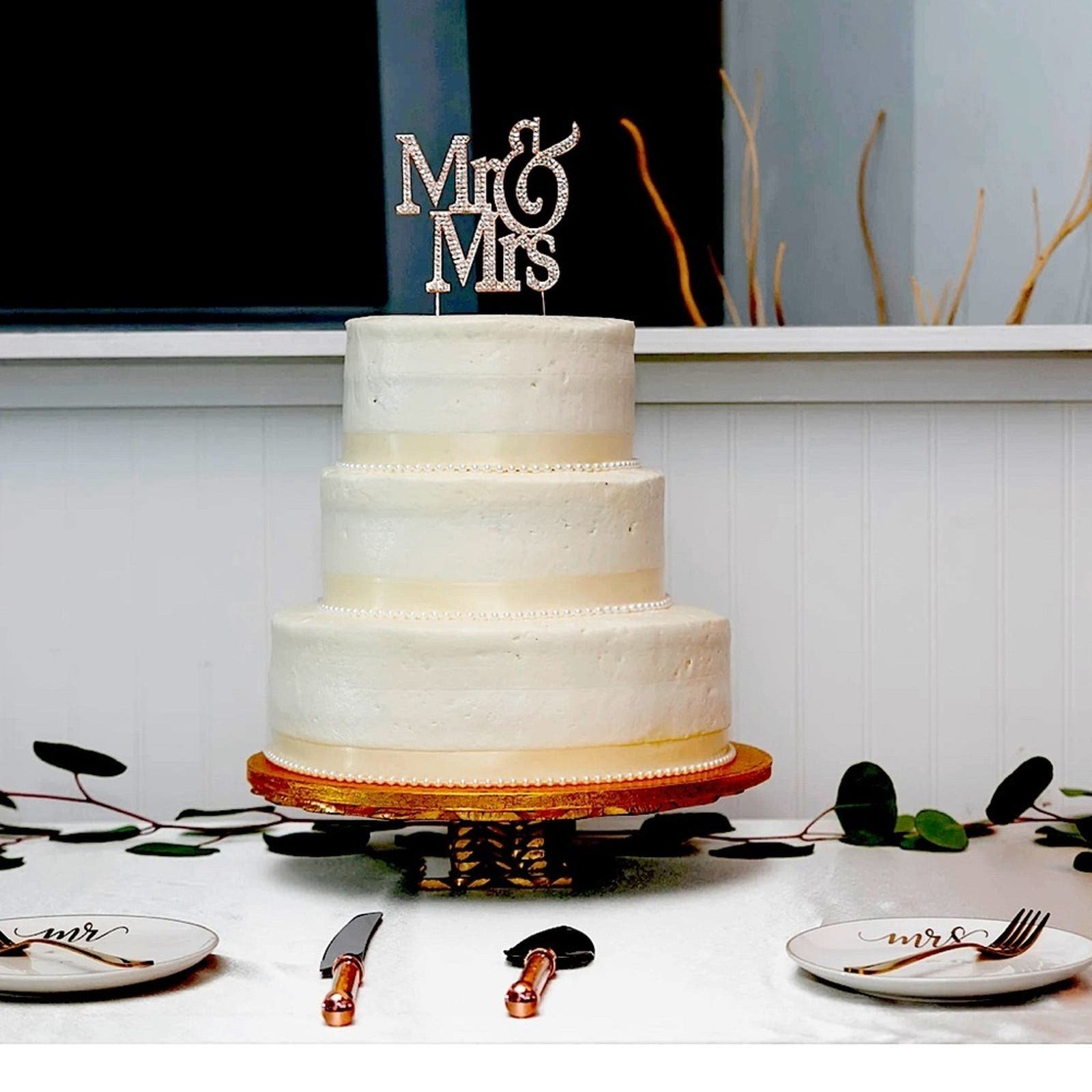 Rhinestone Mr & Mrs Wedding Cake Topper QbjScA8C0