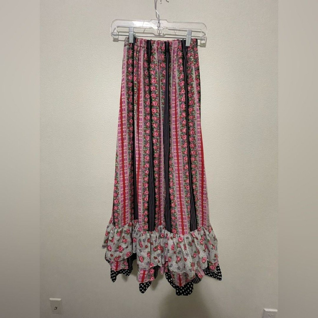 Vintage handmade prairie skirt patchwork 70s cottagecore floral hippie KemwaPeer