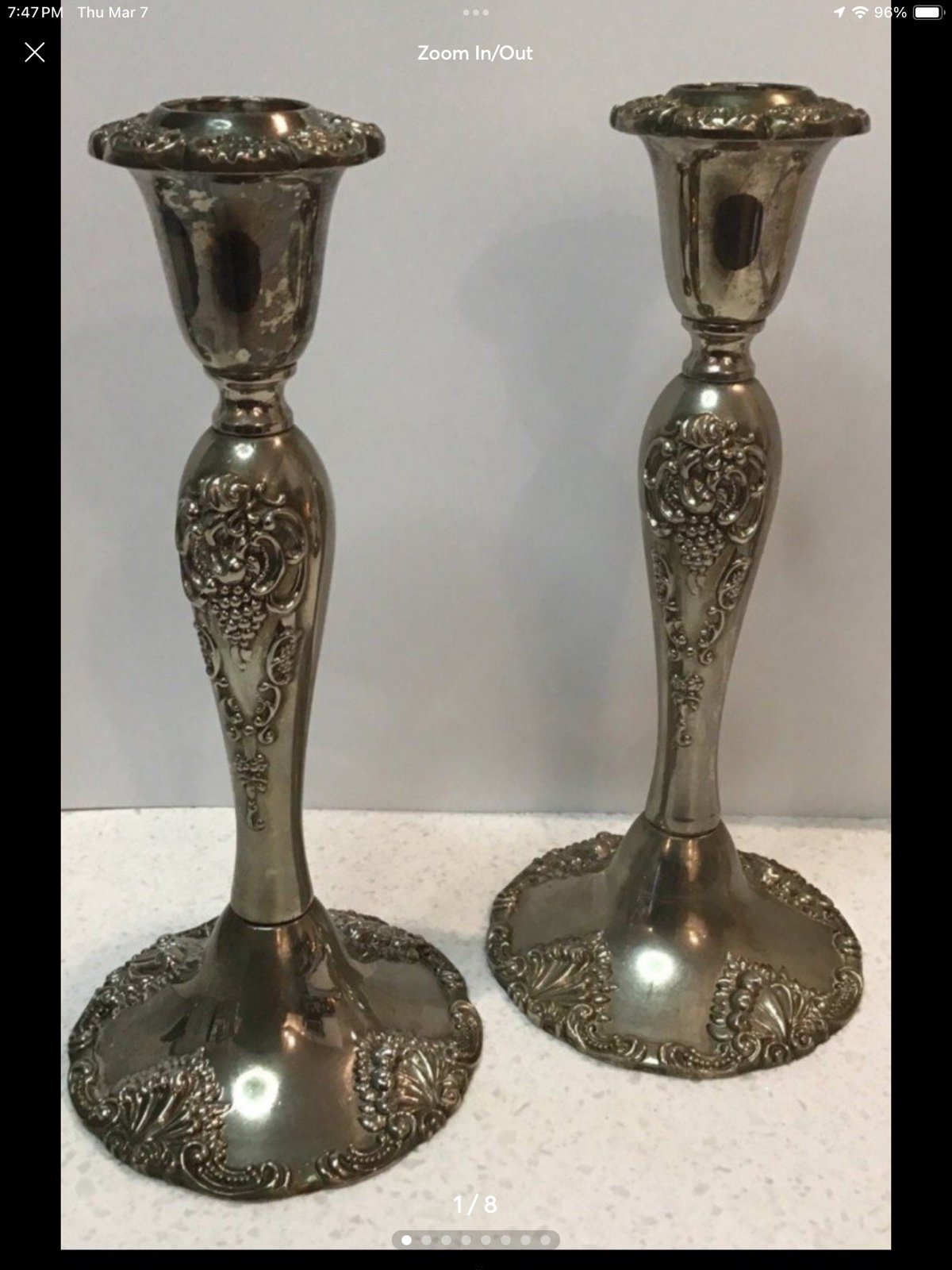 Vintage Godinger Silver Art Co. Candlesticks Ornate Grapevine Set Of 2 rZaTokfnH