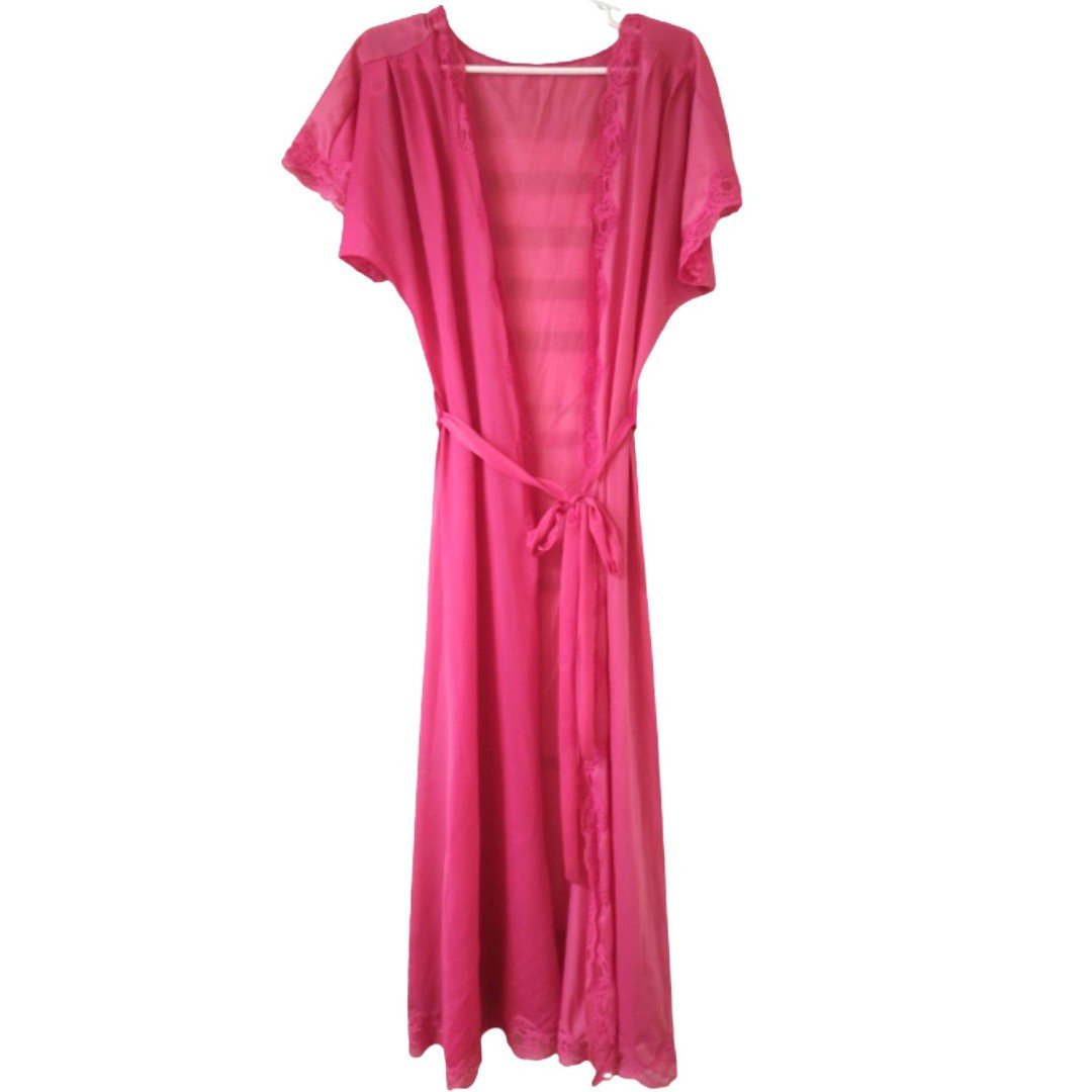 Pink lace trim maxi nightgown L kS8Mc3qCx