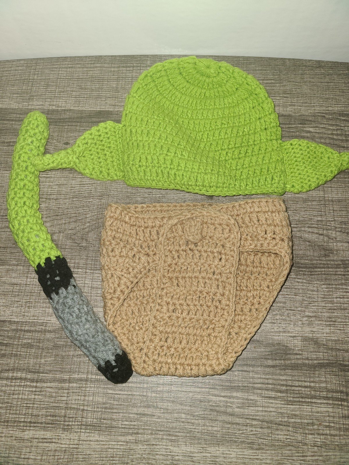 Yoda crocheted infant outfit kU3hi0NFY