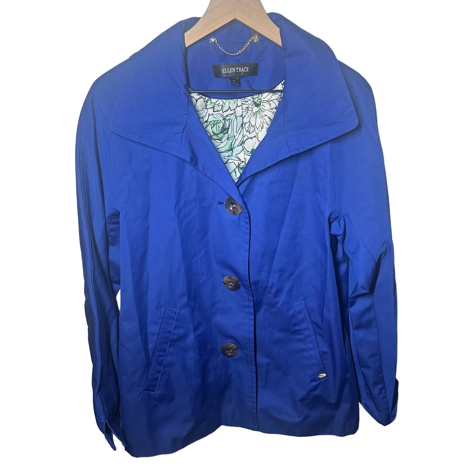 Ellen Tracy Royal Blue Rain Jacket Size Medium LcqWQiSLq