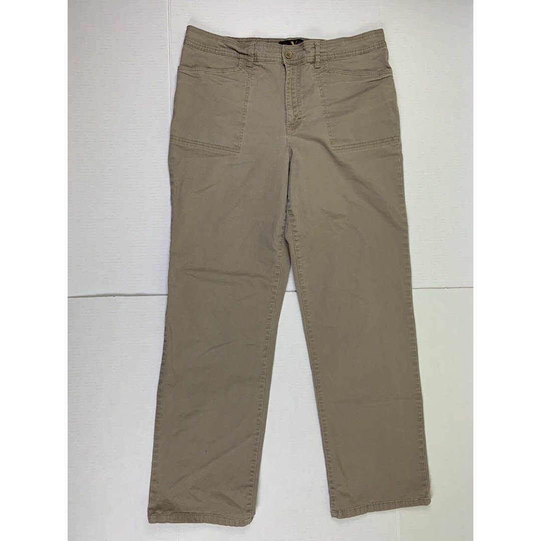 GLORIA VANDERBILT Women´s Tan Khaki Stretch Pants Sz 14 Medium (35x30) Straight mrCVX6UNi