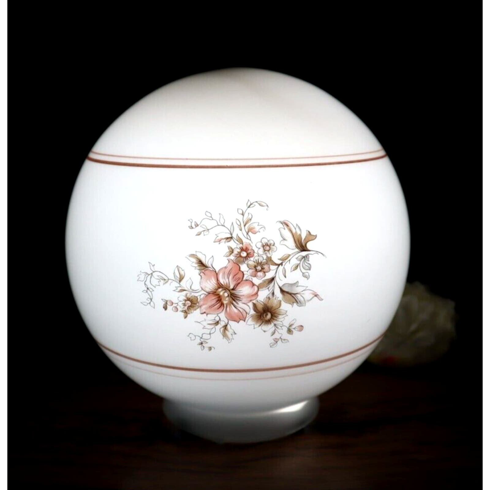 Vintage Mid Century Milk Glass Globe Shade Floral MCM Light Fixture RIr4w93GX