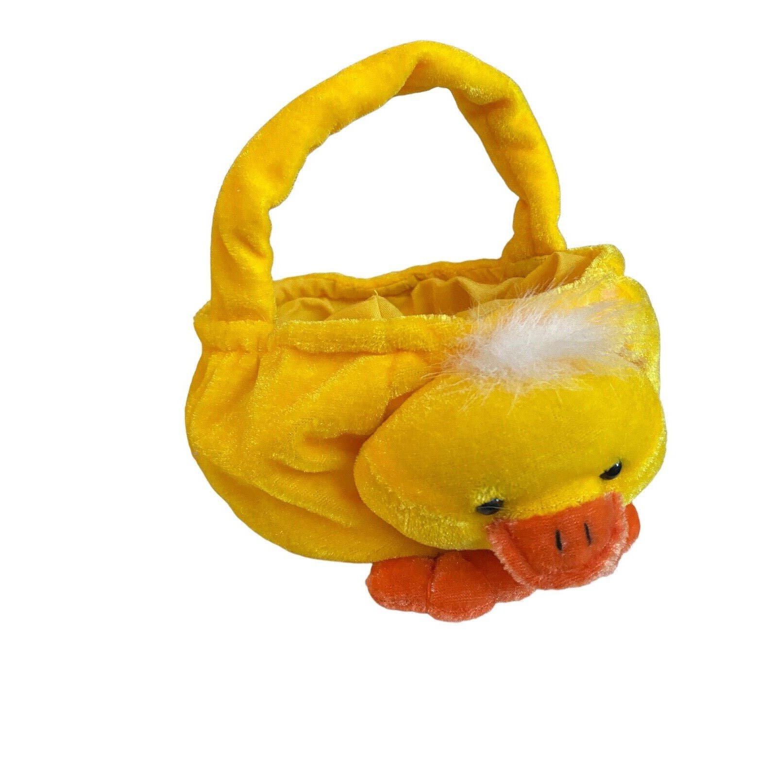 Vintage Plush Duck Easter Basket Doll Baby Soft Chick Mini Yellow qL2VaYUGm