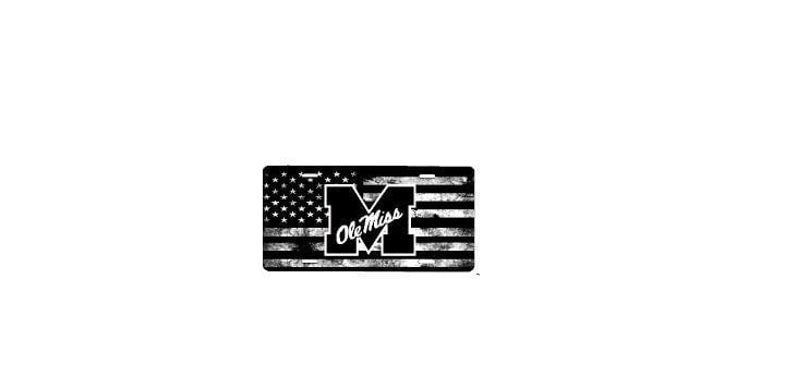 American Flag Ole Miss  License Plate Jb06LA6IA