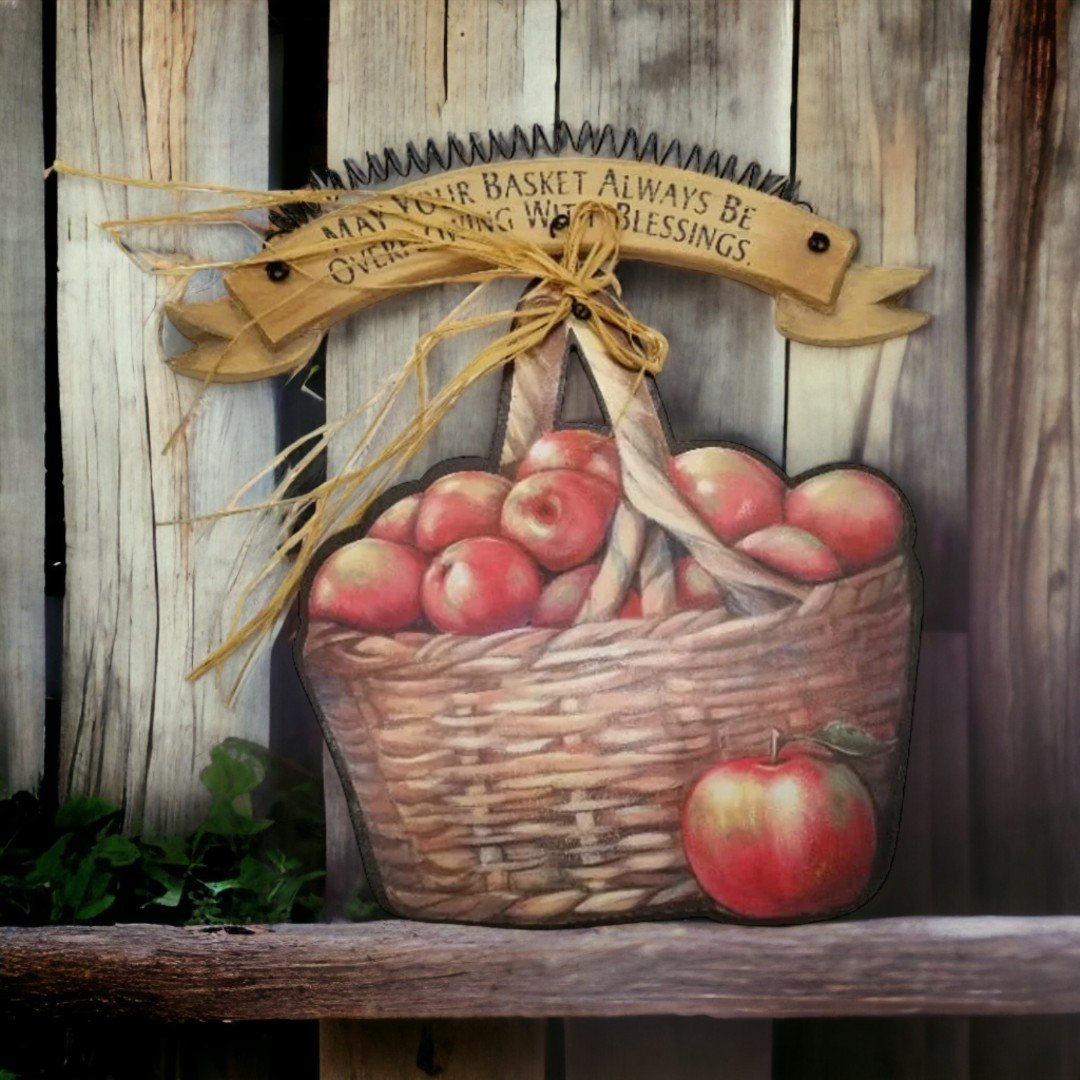Wooden Blessing Apple Basket Plaque Kitchen Decor New HNszMSIHW