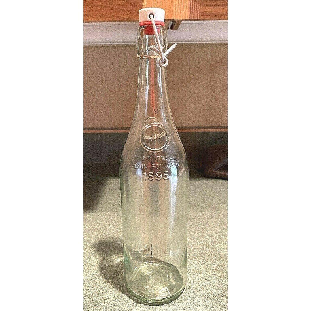 Geyer Freres Glass Bottle Munster Maison Fondee en 1895 w Stopper Vintage kLsPAl31W