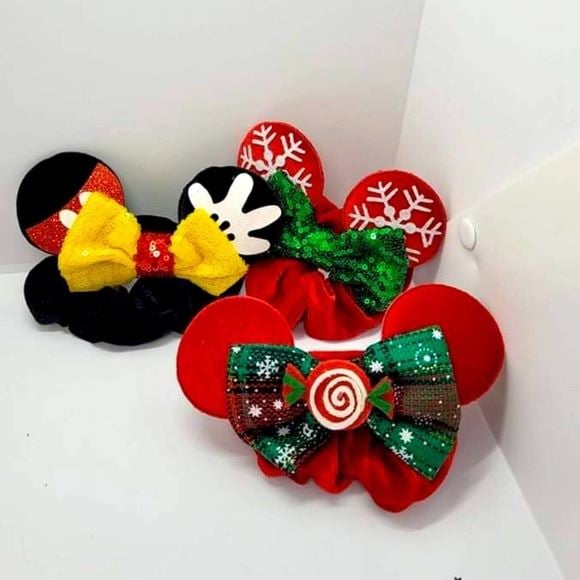Disney inspired Mickey ears scrunchies 3 pack jdFWU0OxJ