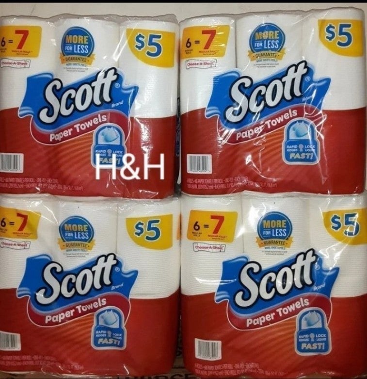 SCOTTS PAPER TOWELS 24 Rolls 4 Packs Kitchen Towels Household Bundle Kitchen Q8t9uq5sb