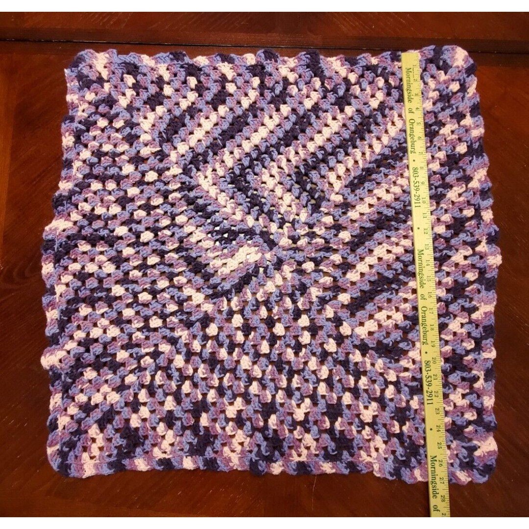 New Hand Knit Baby Crib Blanket Throw Afghan Purple Pink Size 27