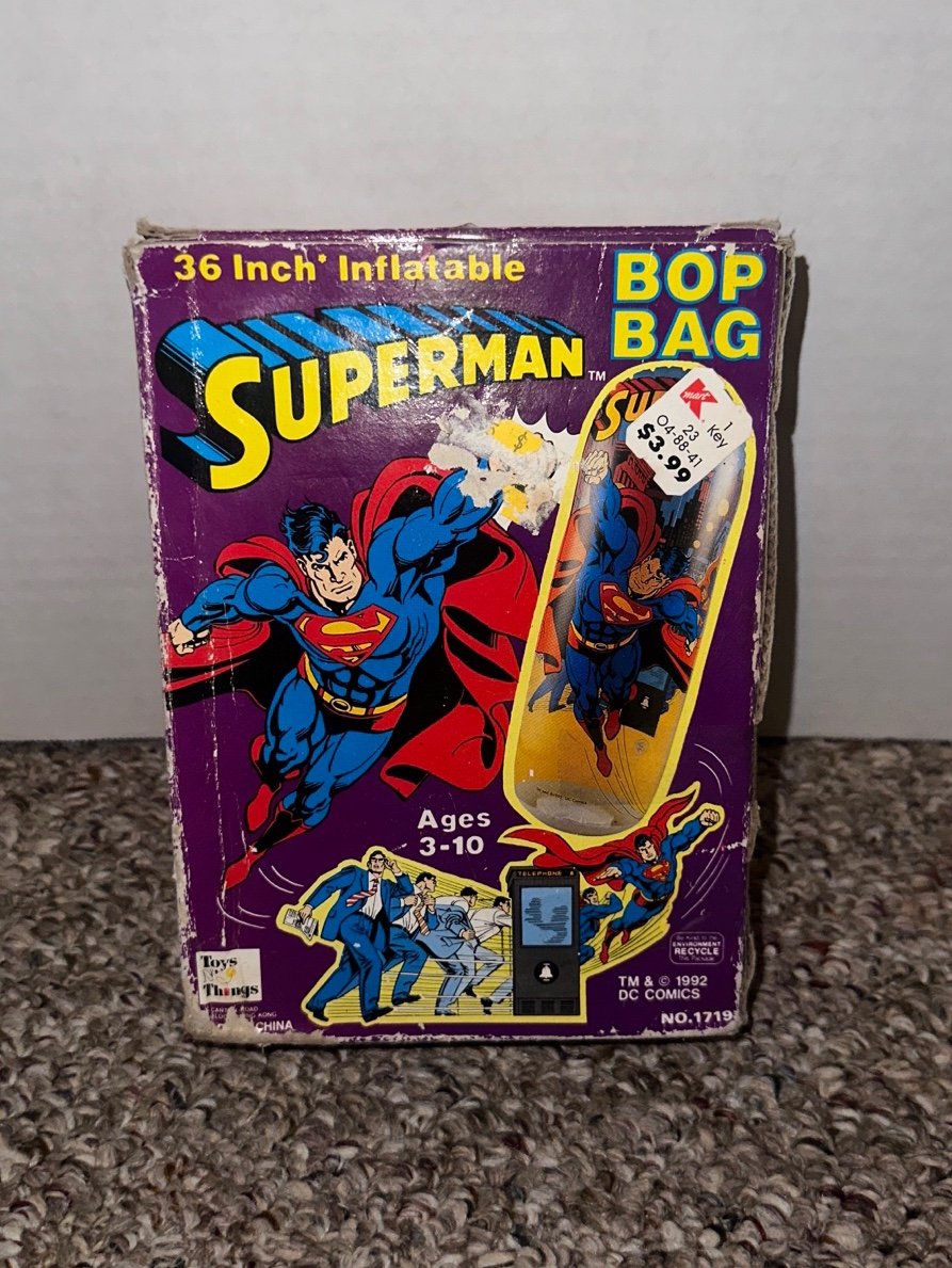 1992 Vintage Inflatable Superman Bop Bag DC Comics 36