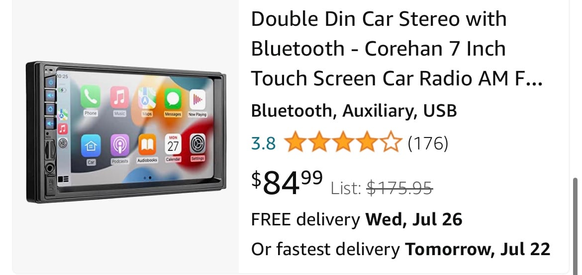 Corehan 7 inch Touchscreen Double Din Car Stereo kLKF8G9Um
