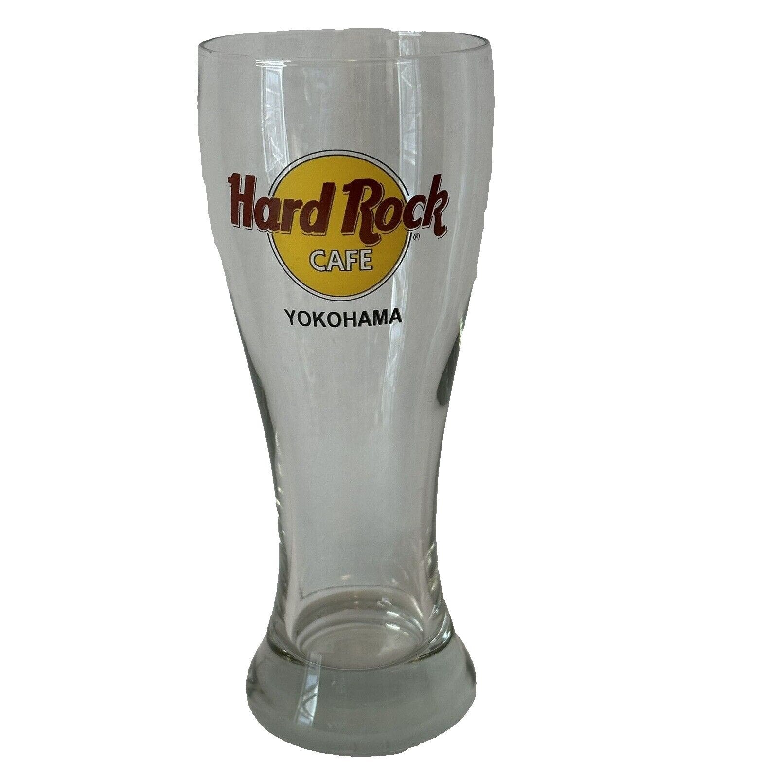 Hard Rock Tall Beer Glass Pilsner Tumbler Logo Yokohama 20oz CLEAN iF1z6VwwA