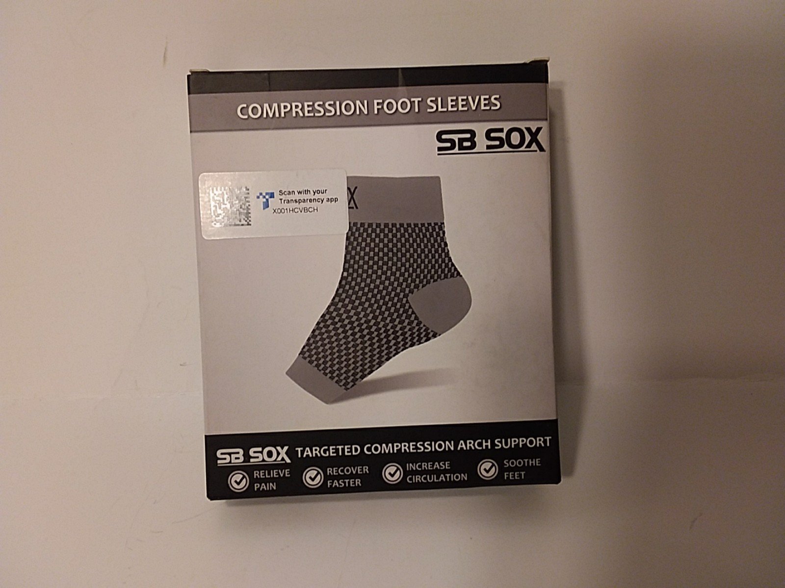SB Sox Compression Foot Sleeve Size Large  Gray Arch Support N2WPDAuQC