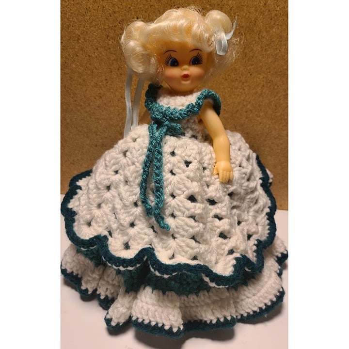 Vintage Handmade Crochet Bed Pillow Doll JdIcct6Cx
