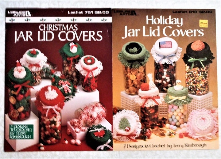 Leisure Arts Crochet Patterns for Jar Lid Covers Leaflet 751 and 818 Lot of 2 kk5P2lC5K