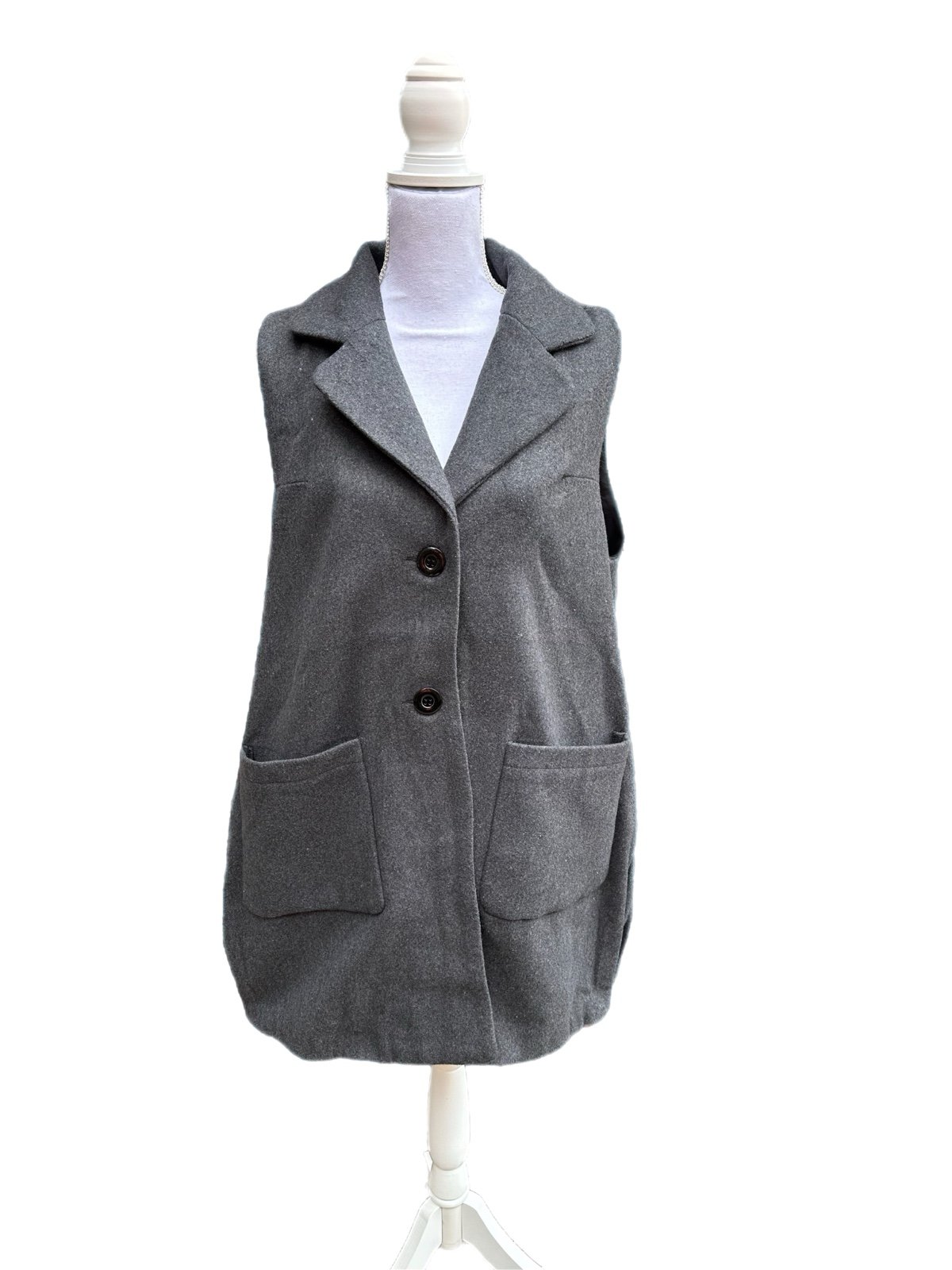 NWT Long Lined Wool-Like Vest in Dark Grey (size Medium) gvXMihHfZ