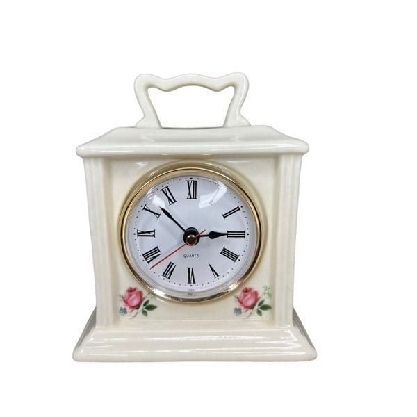 Vintage Porcelain Floral Carriage Clock - Handmade JCBHFaPUl