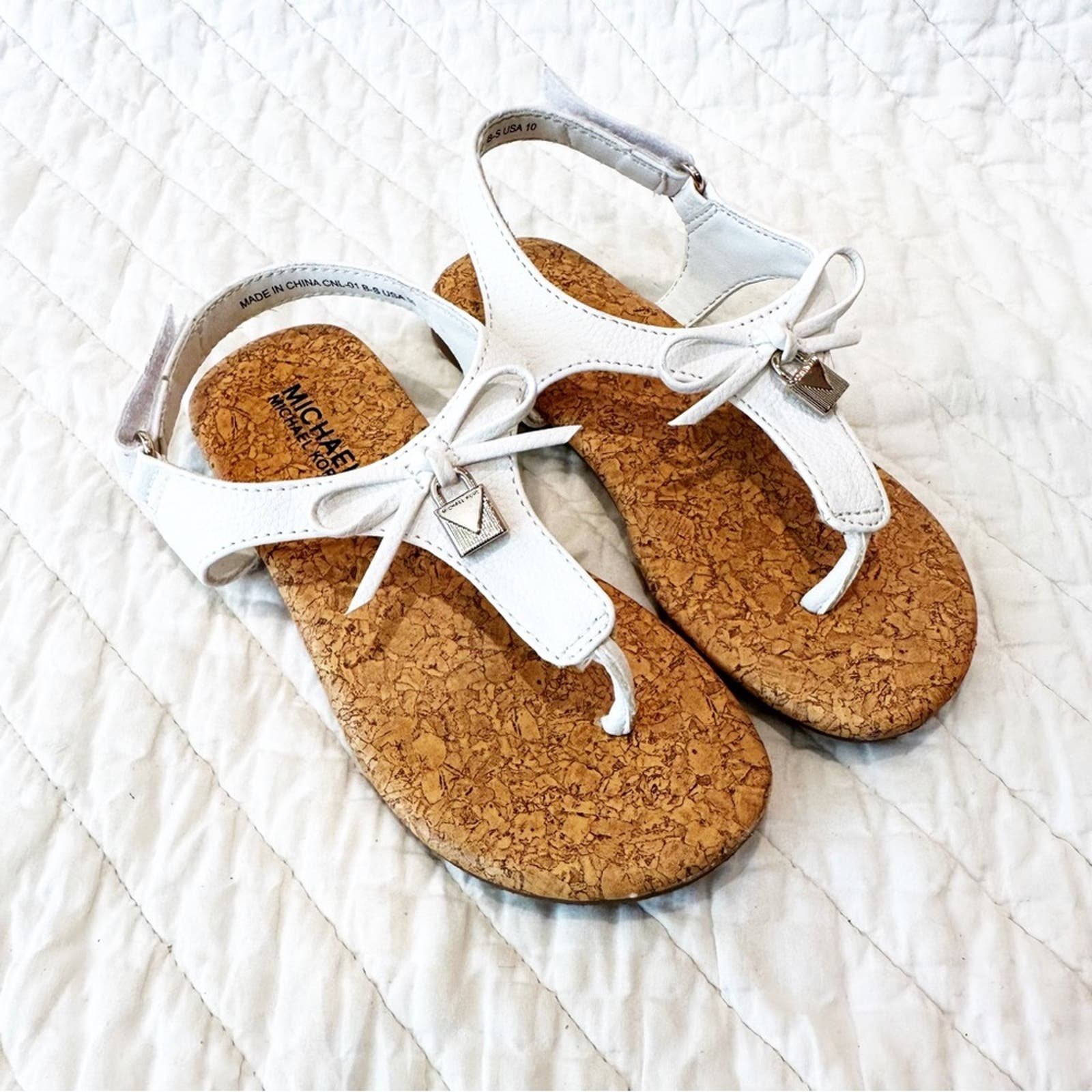 Michael Kors Little Girls White Sandals sz 10 K20cmBpbE