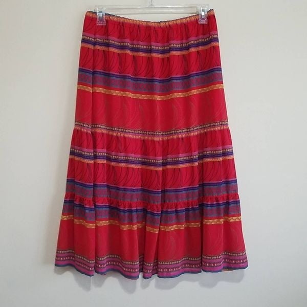Two Twenty Blair  Red Peasant Skirt Sz Lg nR0bC1DzK