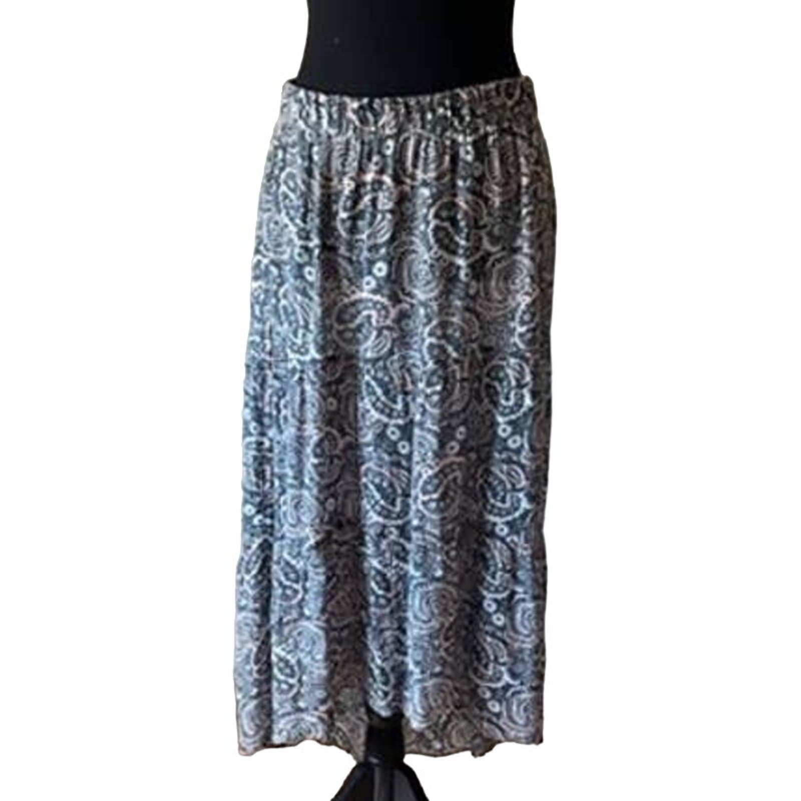 WILD PEARL Blue Pattern High Low Tiered Skirt Size Medium rOaKYcB66