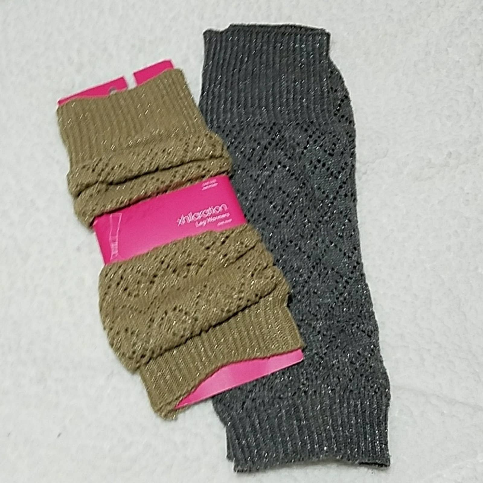 Set of 2 leg warmers Gray and Tan O/S J2Uxs5eUY