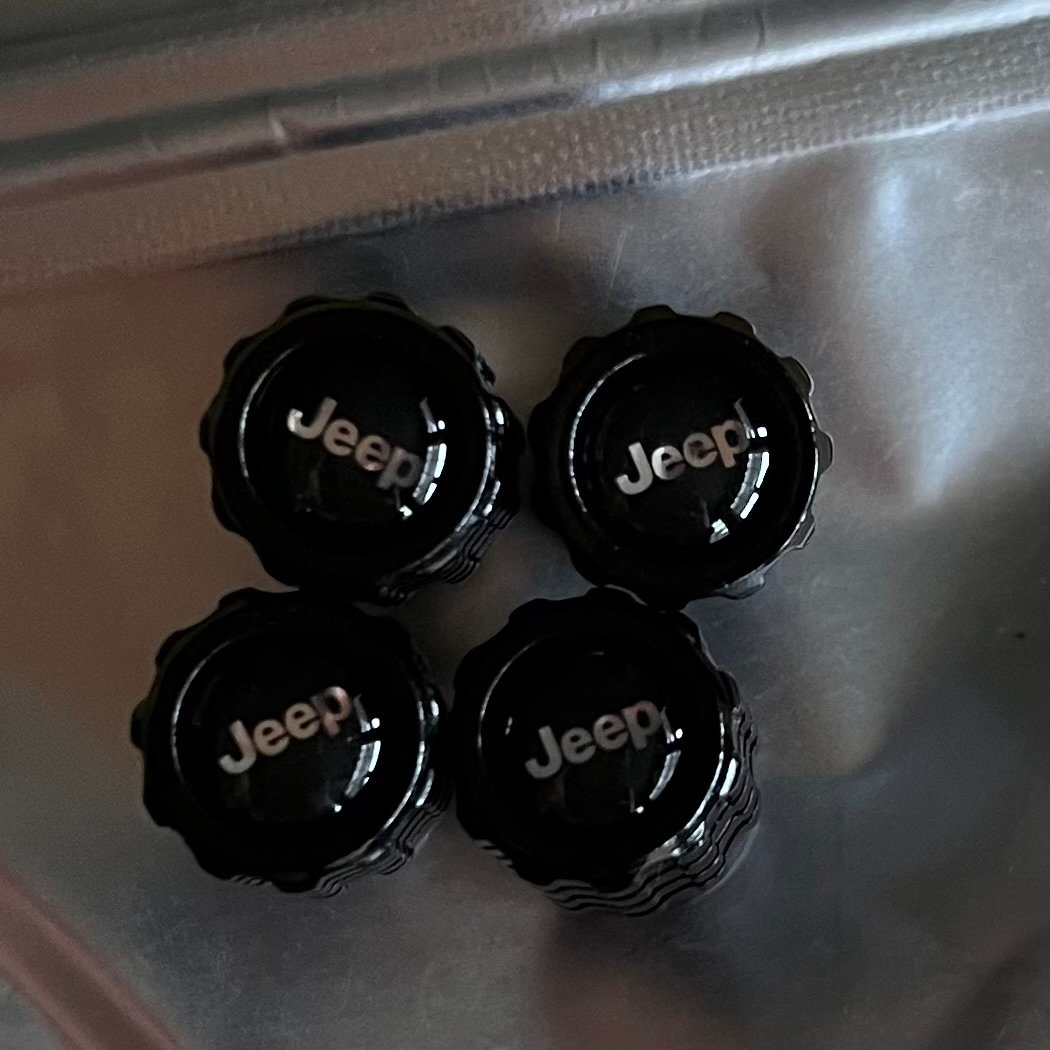 Jeep Logo Black Valve Stem Caps, New, 4 pieces IY4yxUA0P
