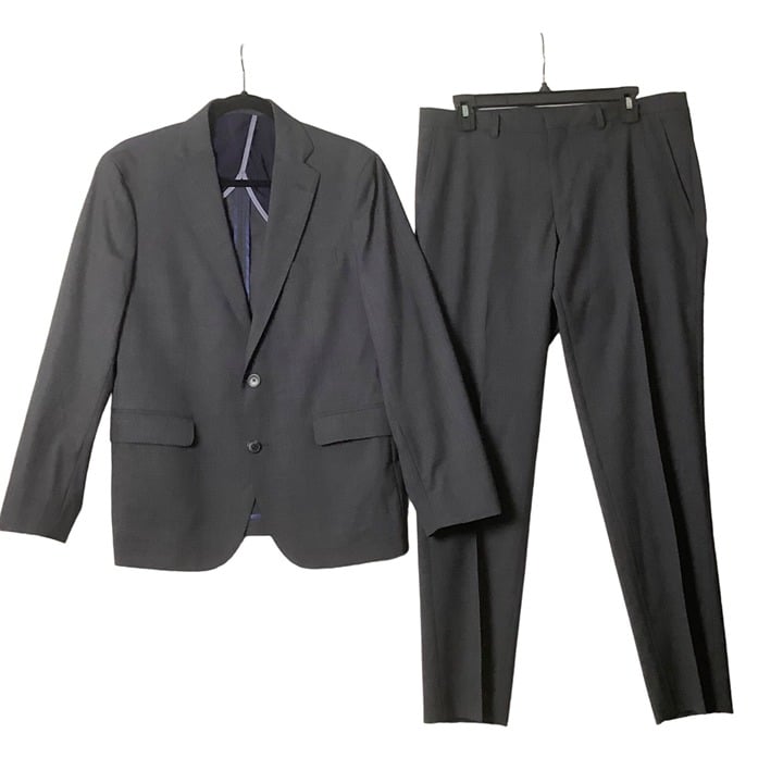 Cole Haan Grand OS Wool Blend Notch Lapel Slim Fit Suit Set Men 40S W33 Gray M994zvhGF