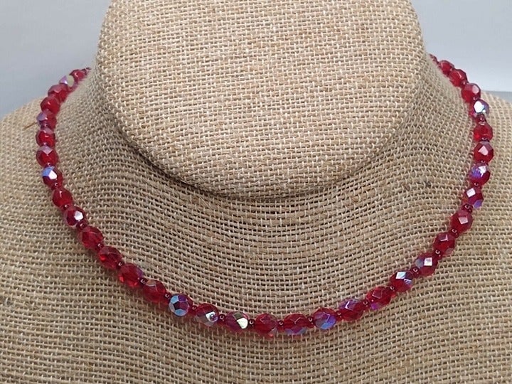 Vintage Acrylic Sparkle Bead Necklace - 18