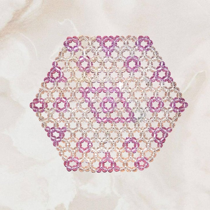 Vintage Trivet, Doily Faceted Plastic Bead Hexagon Retro Lavender & Clear hv2kxAI9J