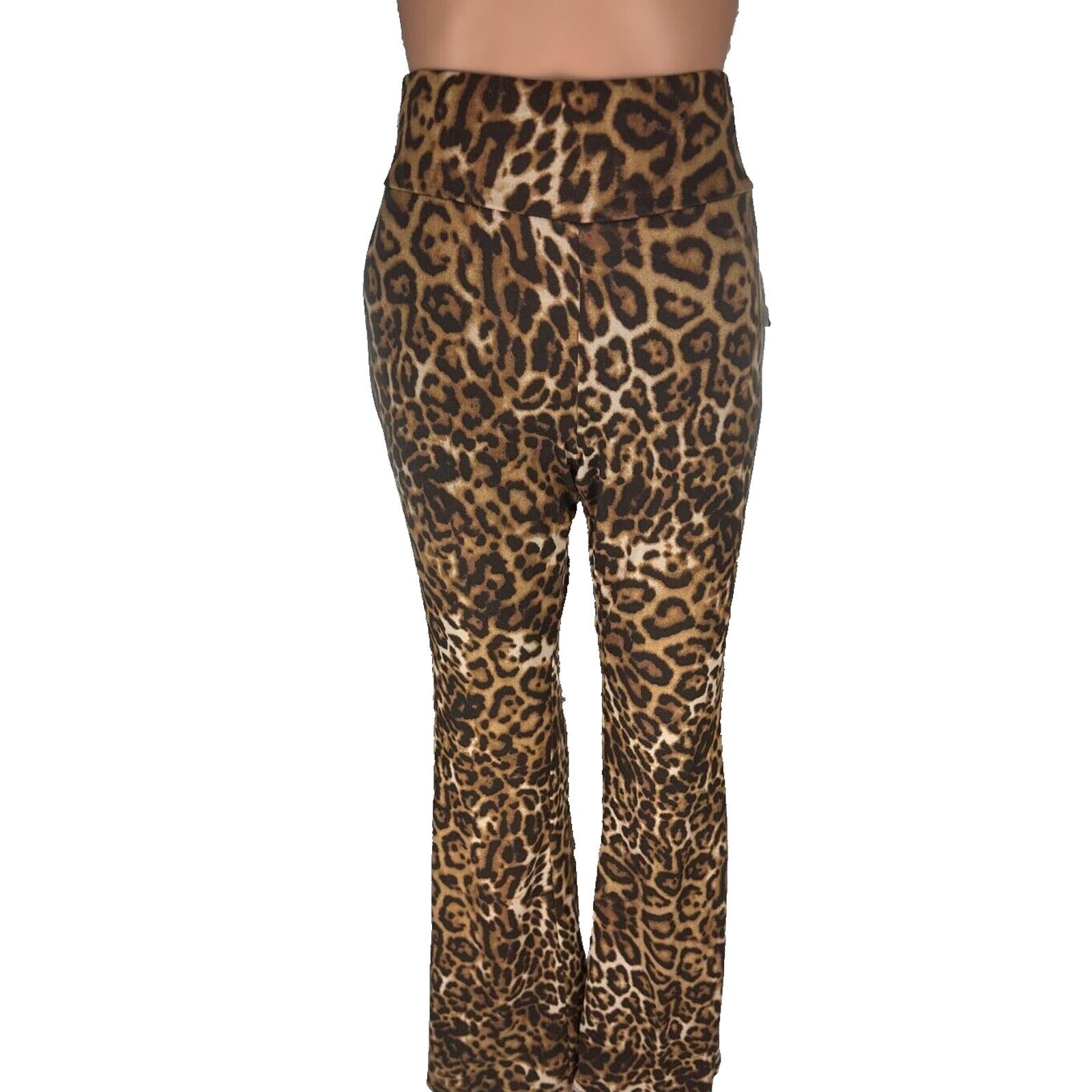 High Waist Leopard Print Flare Leggings Fall Winter Women Fashion New With Tag nmJxYleJ6