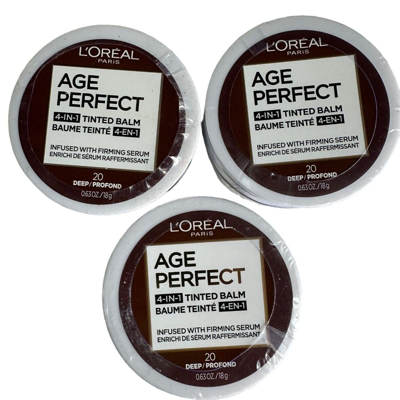 3x L´Oreal Age Perfect 4-in1 Tinted Balm Foundation w/Firming Serum 20 Deep JCViDBkfc