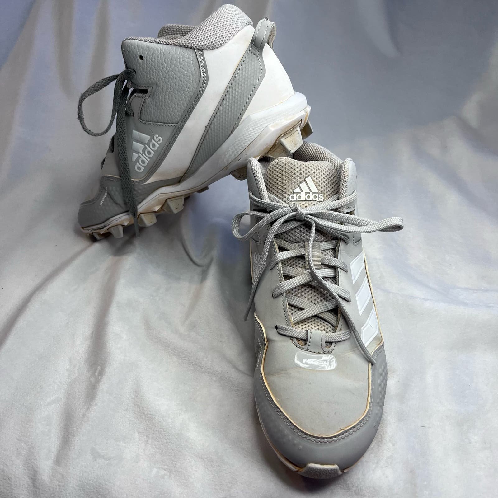 Adidas Icon 7 Mid Baseball Cleats Youth 5Y Gray White Trainers Sport Athletic jo3uAC75I