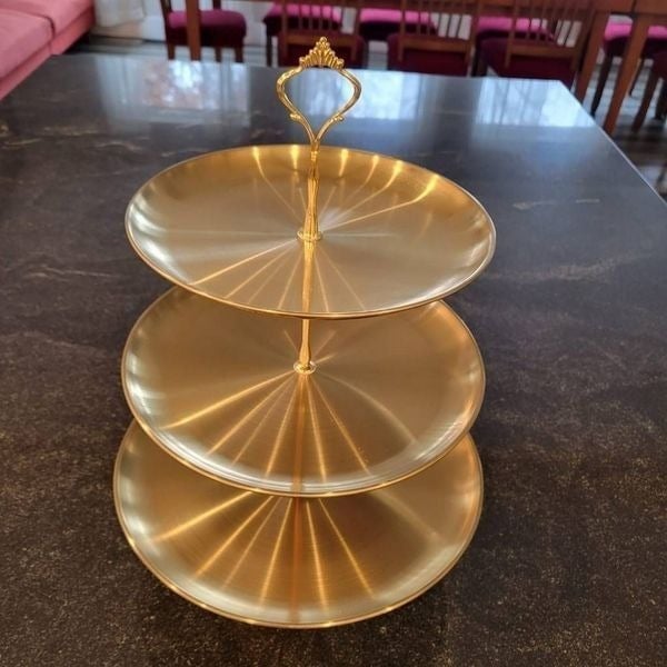 Gold 3 tier dessert cupcake stand display serving tray wedding table serveware NKmWAHNlm