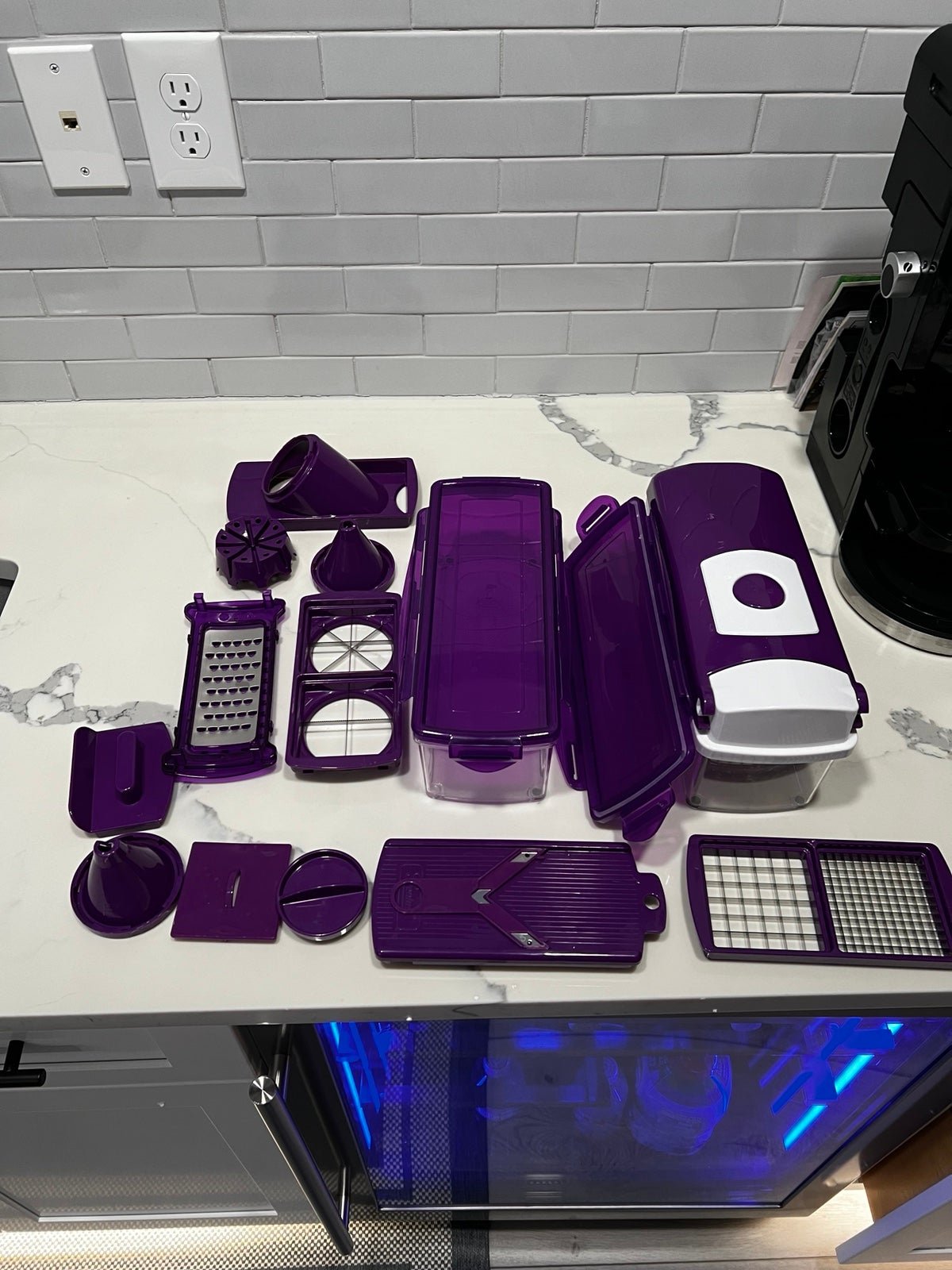 Genius Nicer Dicer Plus Set of 16 Pieces in Purple - Vegetable Cutter PhqJc3Byv