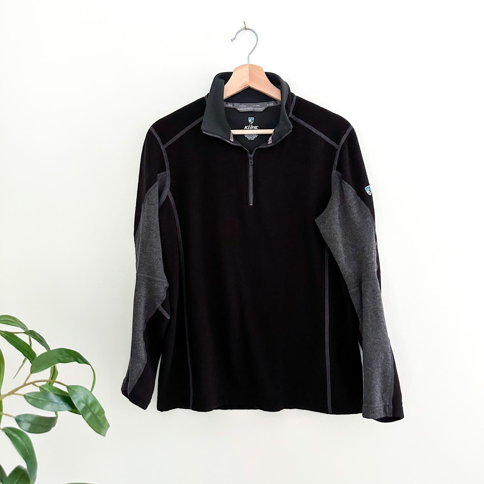 Kuhl Revel 1/4 Zip Long Sleeve Pullover Sweater Black Gray S kOYMKaOzy