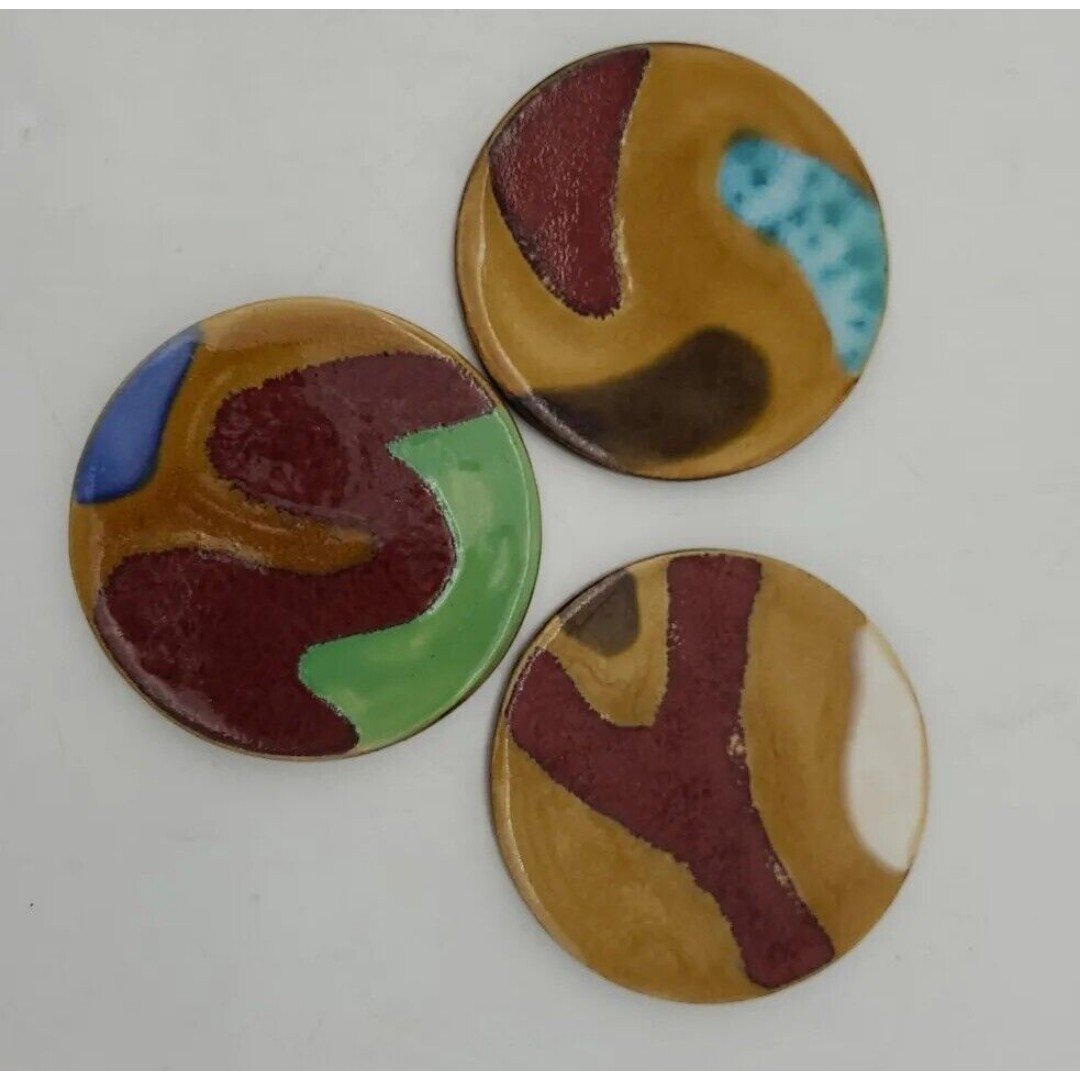 Set Of 3 Ceramic Glazed Coasters 4