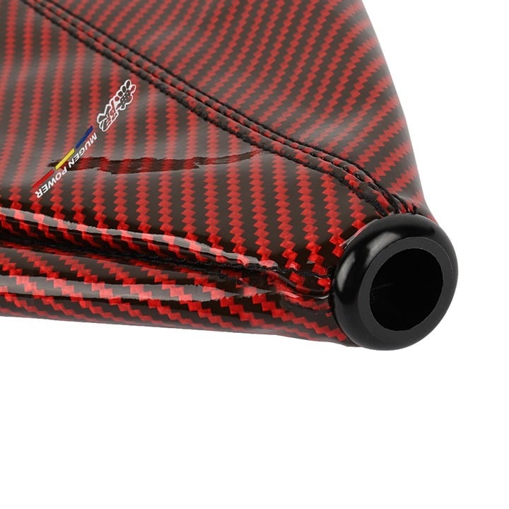 NEW JDM UNIVERSAL MUGEN Red Carbon Fiber PVC Shift Boot Stitch Cover Shifter KuE0cjBIR