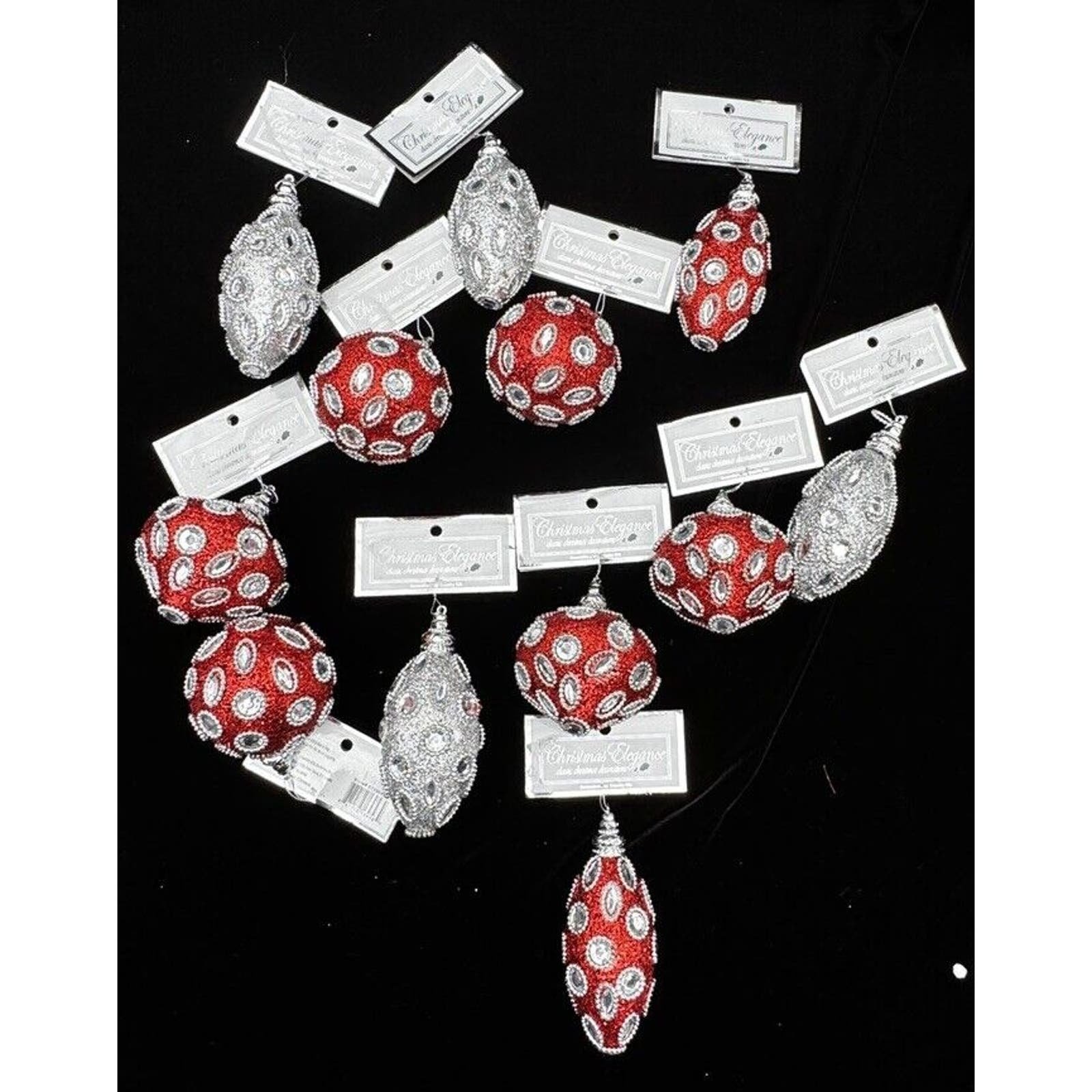 Everything Christmas, Decorations by Country Silk Red & Silver Lot Of 12 New! J2PjG2ZiU