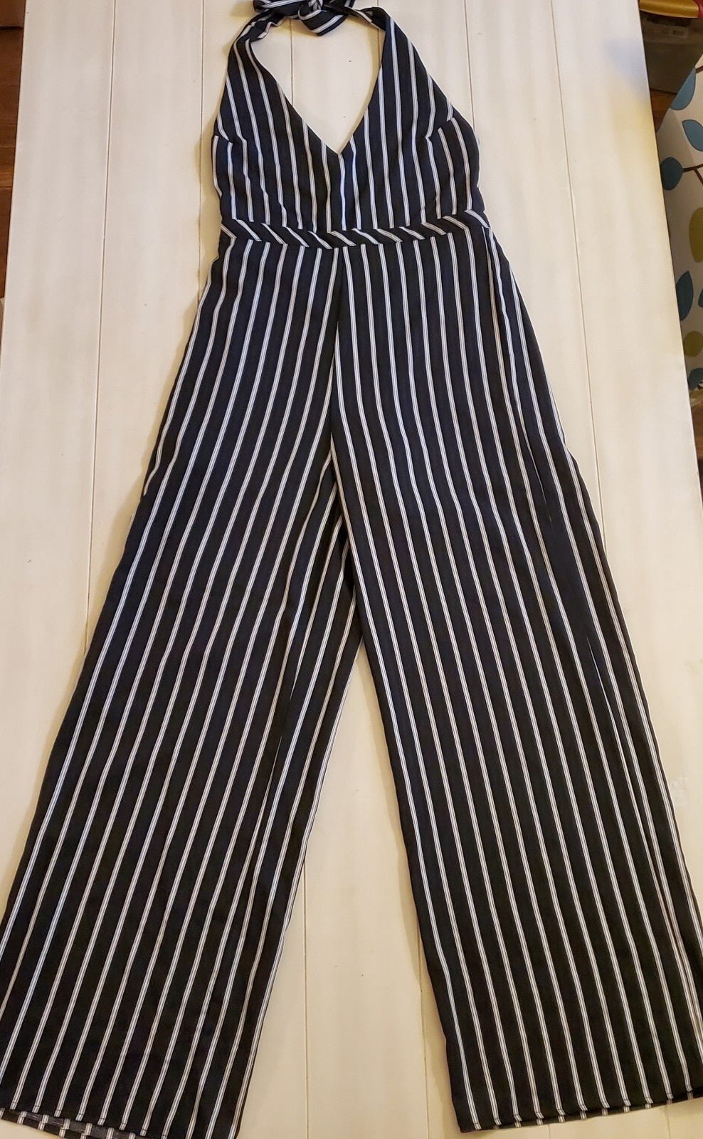 Forever 21 Striped Halter Jumpsuit Women´s Size Large NWT OCdnwLwmO