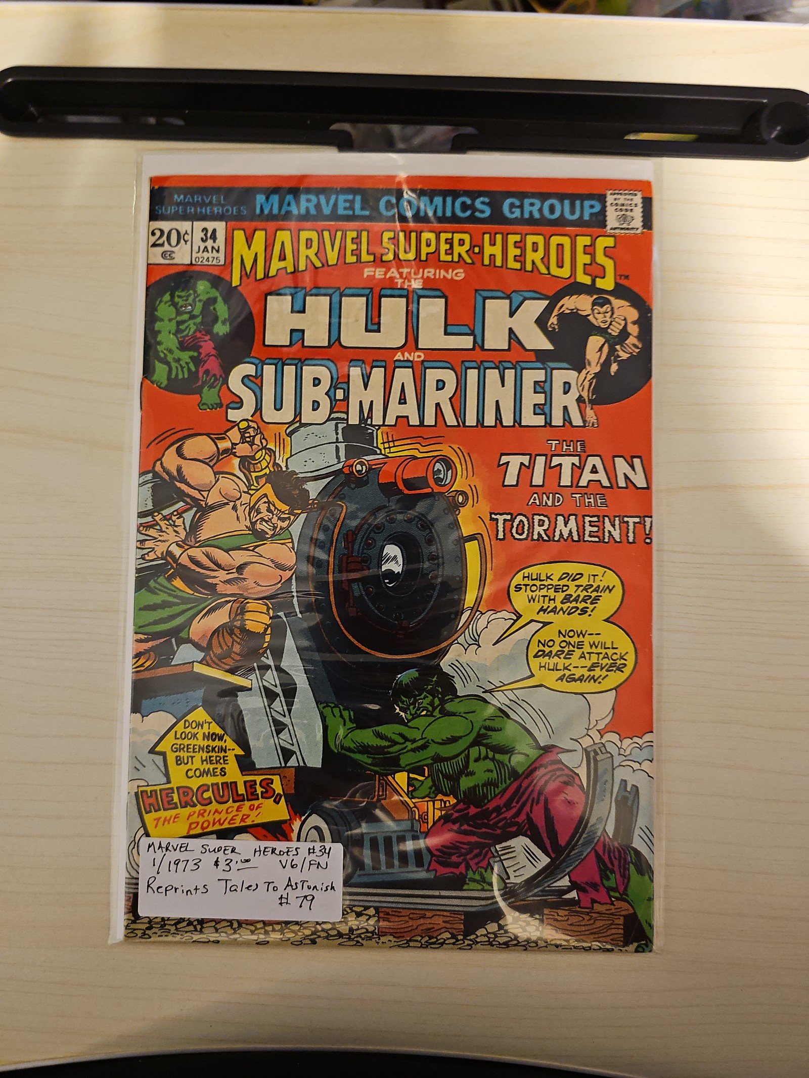 Marvel Super-Heroes #34 1/1973 VG/FN REPRINTS TALES TO ASTONISH #79 OtscPd5J8