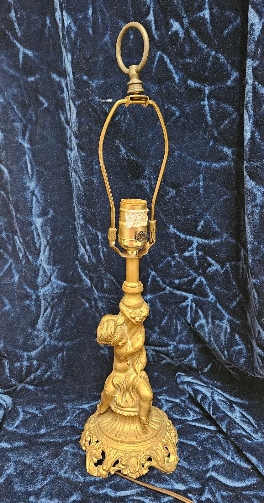 Vintage Golden Cherub Angel Lamp IabG54xz0